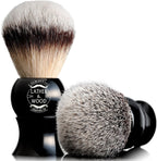 Lather & Wood Shaving Brush for Men- Premium 100% Synthetic Silvertip Hair - with Travel Case - Black Obsidian Acrylic Handle