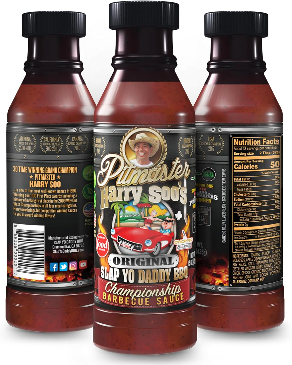 Slap Yo Daddy BBQ Sauce, Original - Championship Barbecue Sauce From Pitmaster Harry Soo - For Grilling & Smoking - No MSG, Gluten-Free - 15 oz