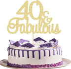 Gyufise 1Pcs 40 & Fabulous Cake Toppers 40 and Fabulous Cake Toppers for Happy 40th Birthday Cheers to 40 Party Decorations 40 Anniversary Birthday Cake Decorations Supplies