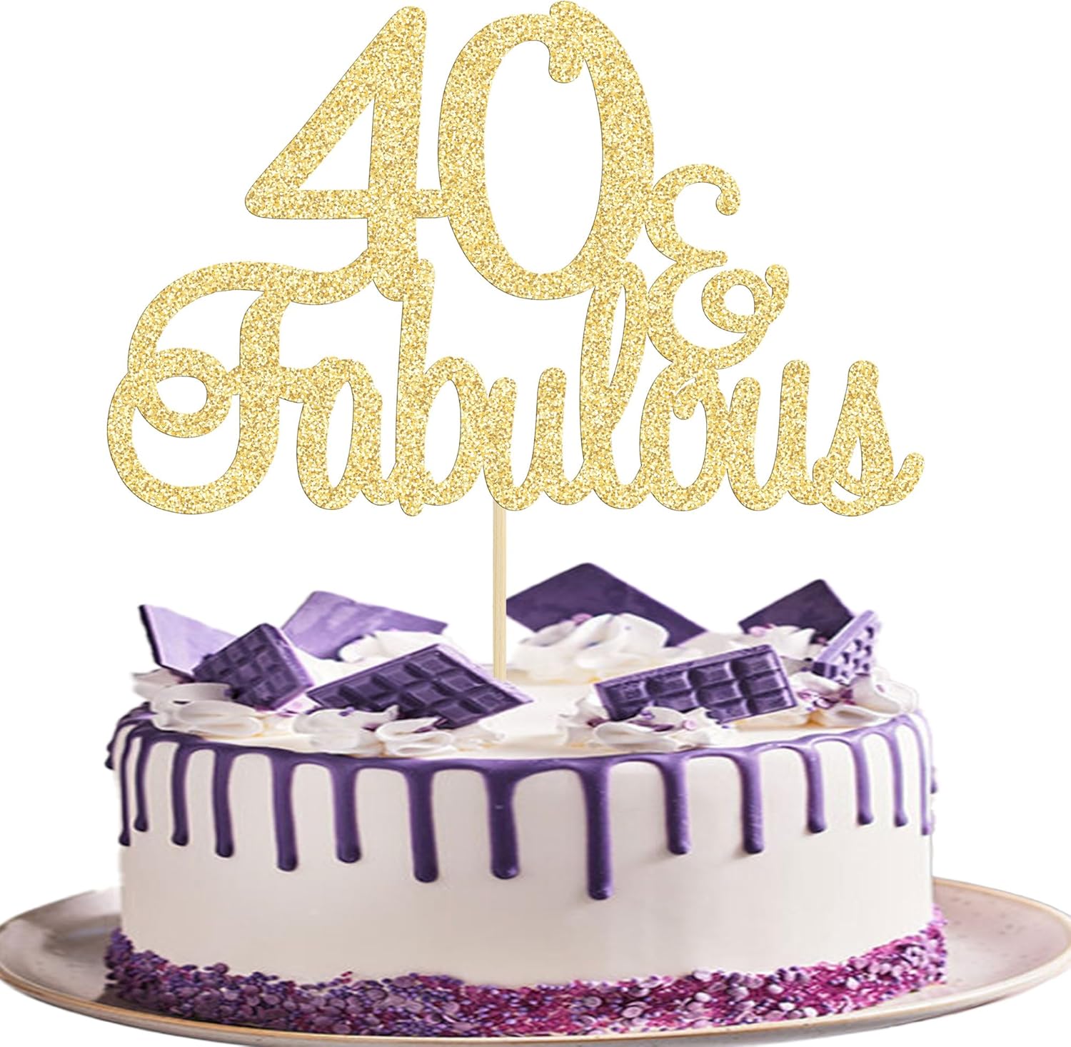 Gyufise 1Pcs 40 & Fabulous Cake Toppers 40 and Fabulous Cake Toppers for Happy 40th Birthday Cheers to 40 Party Decorations 40 Anniversary Birthday Cake Decorations Supplies