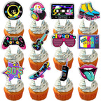 36 Pieces 80s 90s Cupcake Toppers - 80s 90s Theme Birthday Party Decorations for Adults, Hip Hop Retro Cake Topper Supplies, DIY Dessert Decor