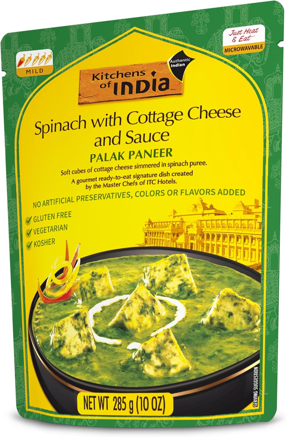 Kitchens Of India Ready To Eat Palak Paneer, Spinach & Cottage Cheese, 10-Ounce Boxes (Pack of 6)