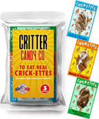 HotLix Crick-ettes Edible Bugs (3-Pack) | Salt n Vinegar, Bacon & Cheese, Sour Cream & Onion | Dried Crickets to Eat | Weird Food for Humans & Pets | Edible Crickets for Parties & Exotic Snacks