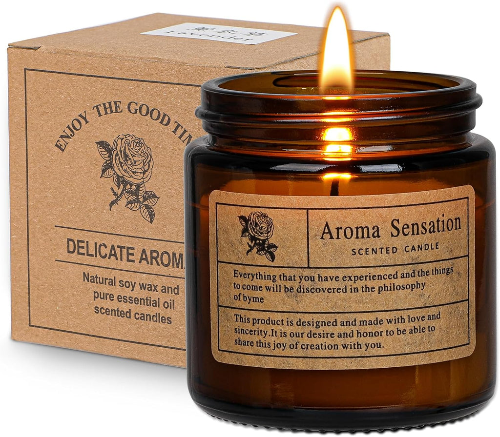 Rose Scandalwood Scented Candle for Woman, Aromatherapy Candle with Exquisite Glass Cup,2.8oz Soy Wax Candle for Home Scented,Christmas Brithday Gifts for Woman Mom