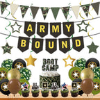 Holkcog Army Party Decorations, Green Military Themed Birthday Banner, Farewell Party Welcome Ceremony, Army Bound Themed Cupcake Decorations, Boot Camp Cake Topper Ballons Supply