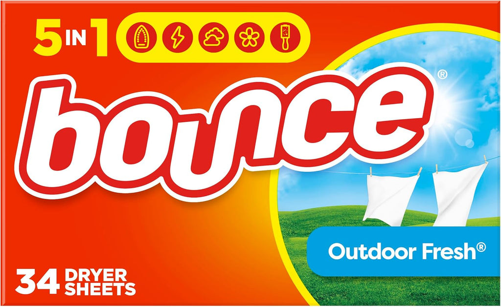 Bounce Fabric Softener Dryer Sheets, Outdoor Fresh Scent, 34 Count