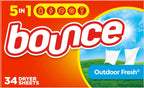 Bounce Fabric Softener Dryer Sheets, Outdoor Fresh Scent, 34 Count