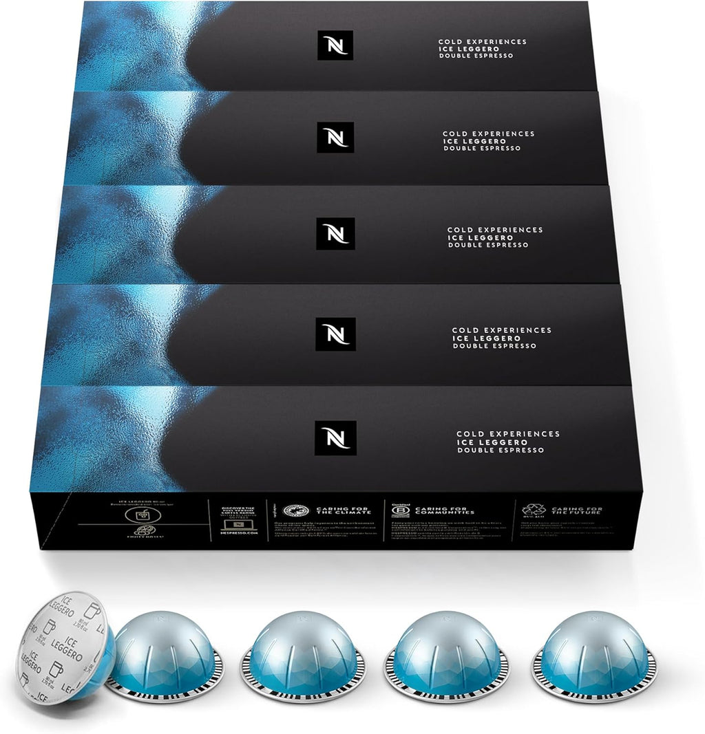 Nespresso Capsules Vertuo, Ice Leggero, 50-Count Double Espresso Coffee Pods, Brews 2.7 oz.