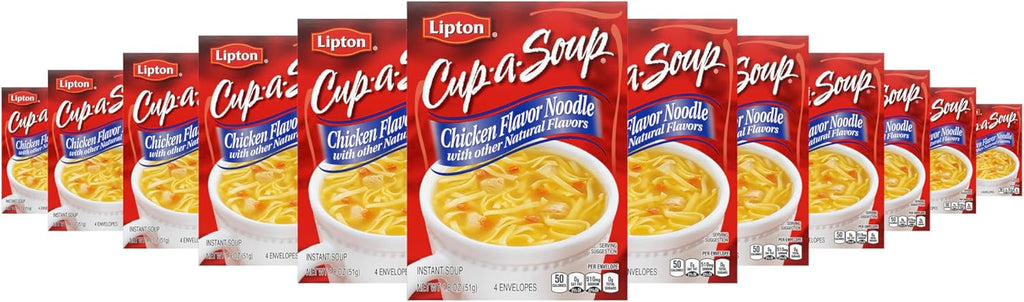 SOUP SECRETS Lipton Cup-a-Soup Instant Soup Mix 12 Count Chicken Flavor Noodle For a Warm Cup of Soup Only 50 Calories Per Serving 1.8 oz