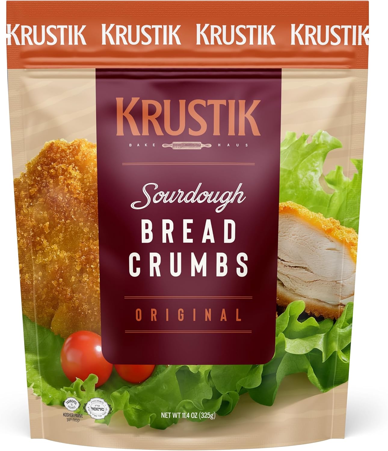 Krustik Sourdough Original Bread Crumbs - Breadcrumbs 11.4 Oz Bag Breading for Baking, Seasoning, Chicken, Fish, Soup, Salad, Stuffing, Meatloaf
