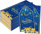 Eid Mubarak Napkins, 100 Pcs Eid Mubarak Ramadan Paper Napkins Disposable, 2-Ply Blue Gold Star Moon Absorbent Paper Hand Towels for Bathroom Home Kitchen Mardi Gras Party Decorations Supplies