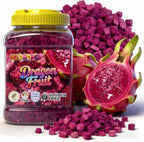 9.5oz Freeze Dried Dragon Fruit Cubes, Crispy & Light Red Pitaya Snacks, 1-Ingredient, for Smoothie Bowls, Baking, Cereal, Yogurt Snacking