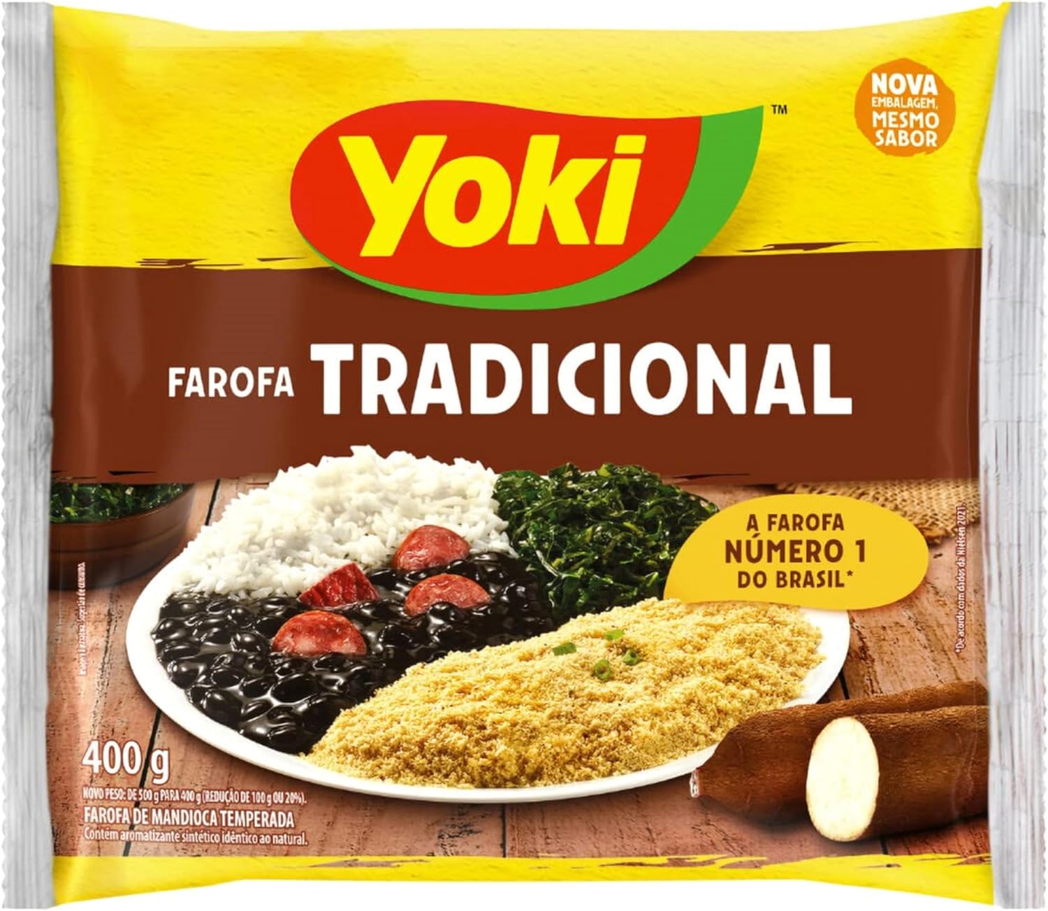 Yoki - Seasoned Cassava Flour - 14 Oz - Farofa De Mandioca Pronta Temperada 400 Grams