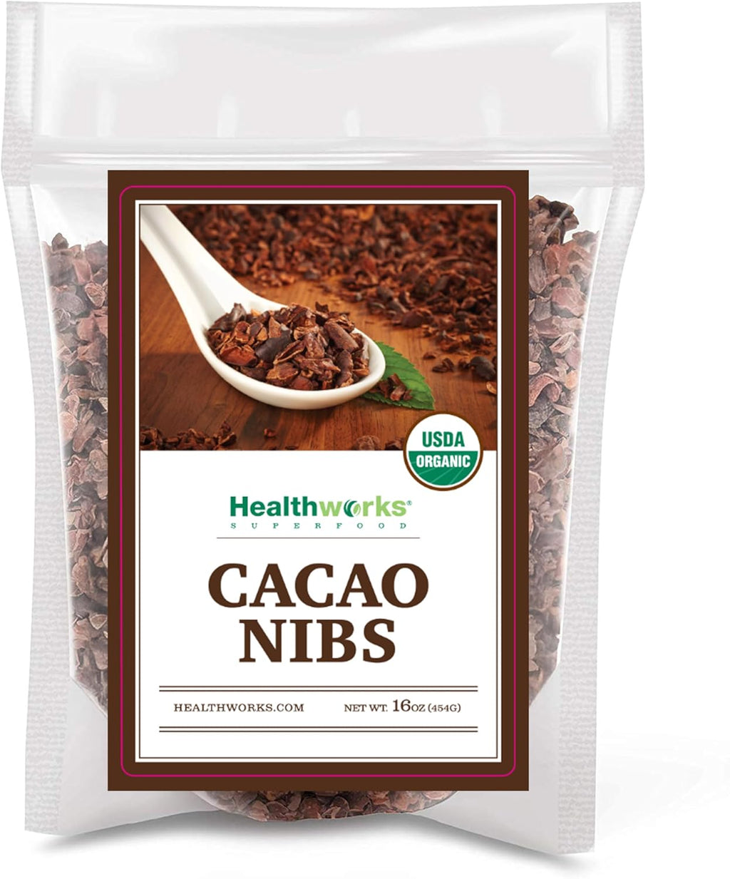Healthworks Superfoods Cacao Nibs Organic - 16 Oz / 1 Lb - Criollo Bean - Raw Unsweetened Chocolate Substitute - Certified Organic - Keto, Vegan & Non-GMO - Antioxidant