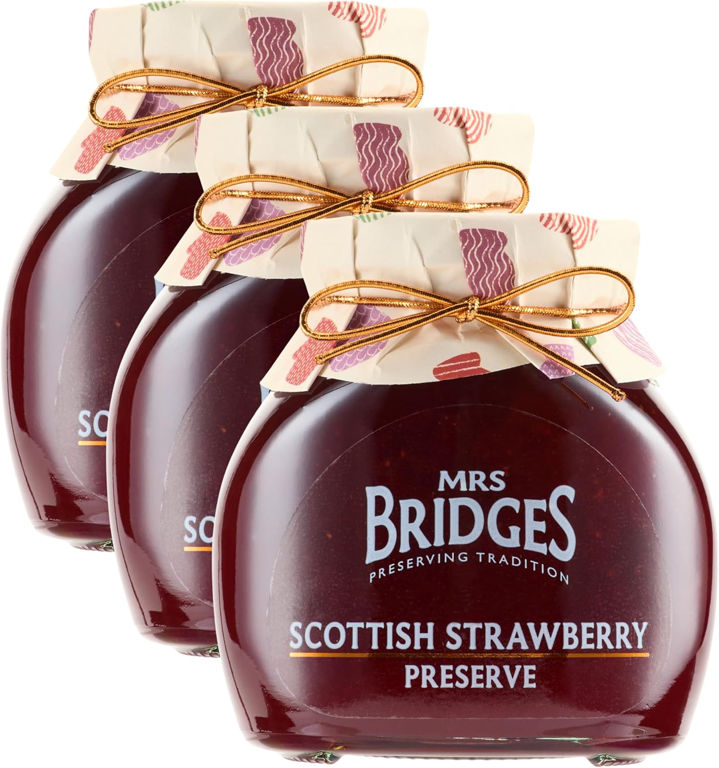 Mrs Bridges Strawberry Preserve, Made in Scotland, 12oz Jar (Pack of 3)