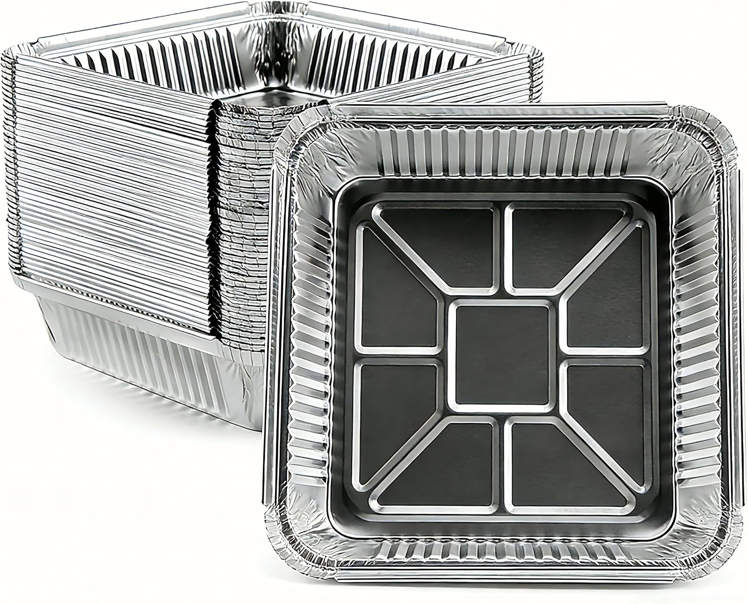 Aluminum Pans 8x8 inch-50 Pack Disposable Foil Pans, Square Aluminum Baking Cake Pans,Roasting Trays Disposable Food Containers Great for for Baking, Cooking, Heating, Storing, Prepping Food