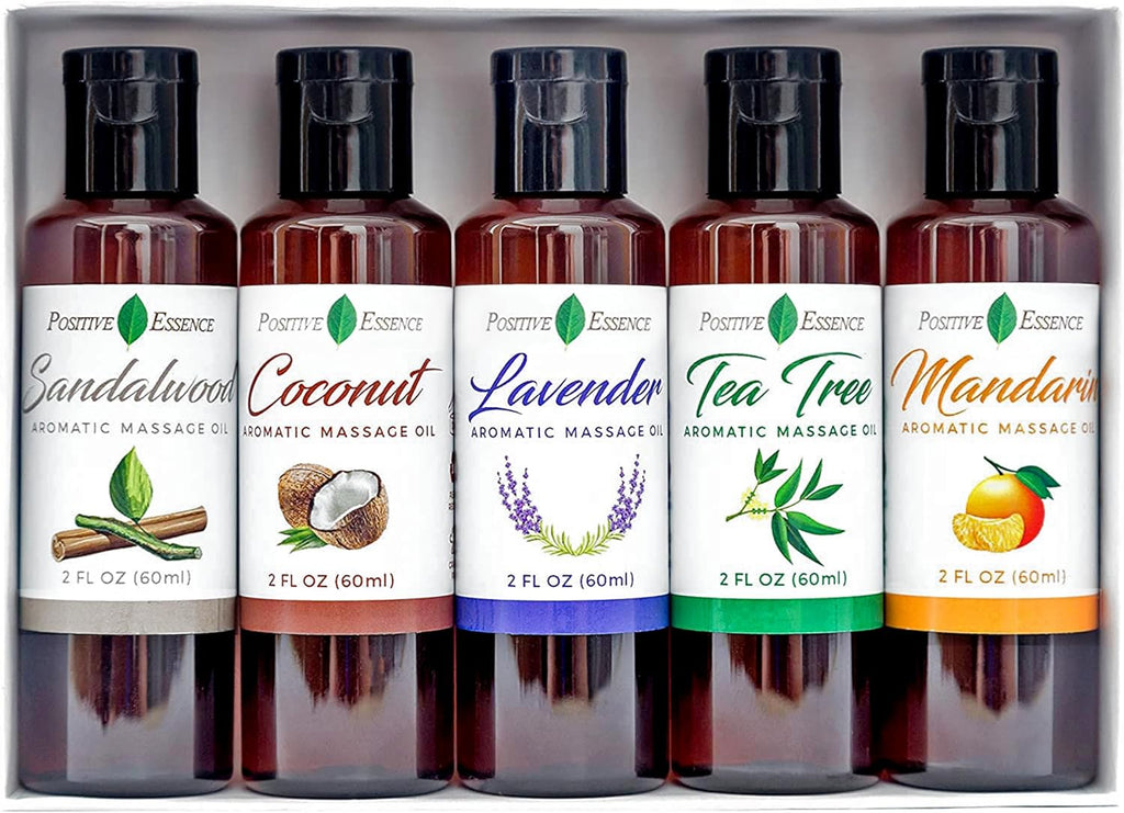 Massage Oil for Massage Therapy – Relaxing Massage Oil Set, Pure Essential Oils for Skin Care, Jojoba, Sweet Almond, Vitamin E – Body Oil Massage