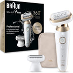 Braun Silk-épil 9 Flex Epilator, 360 Flex and Pivoting Head, Wet and Dry, Includes Shaver Head, Trimmer Comb, SES9-041 3D, Tinted Gold