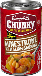 Campbell’s Chunky Soup, Minestrone with Italian Sausage Soup, 18.8 Oz Can