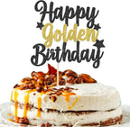 Rsstarxi 1 Pack Golden Birthday Cake Topper Glitter 9th 14th 15th 16th 18th 30th 50th 60th Cake Picks Golden Birthday Cake Decoration for Kids Adults Party Decorations