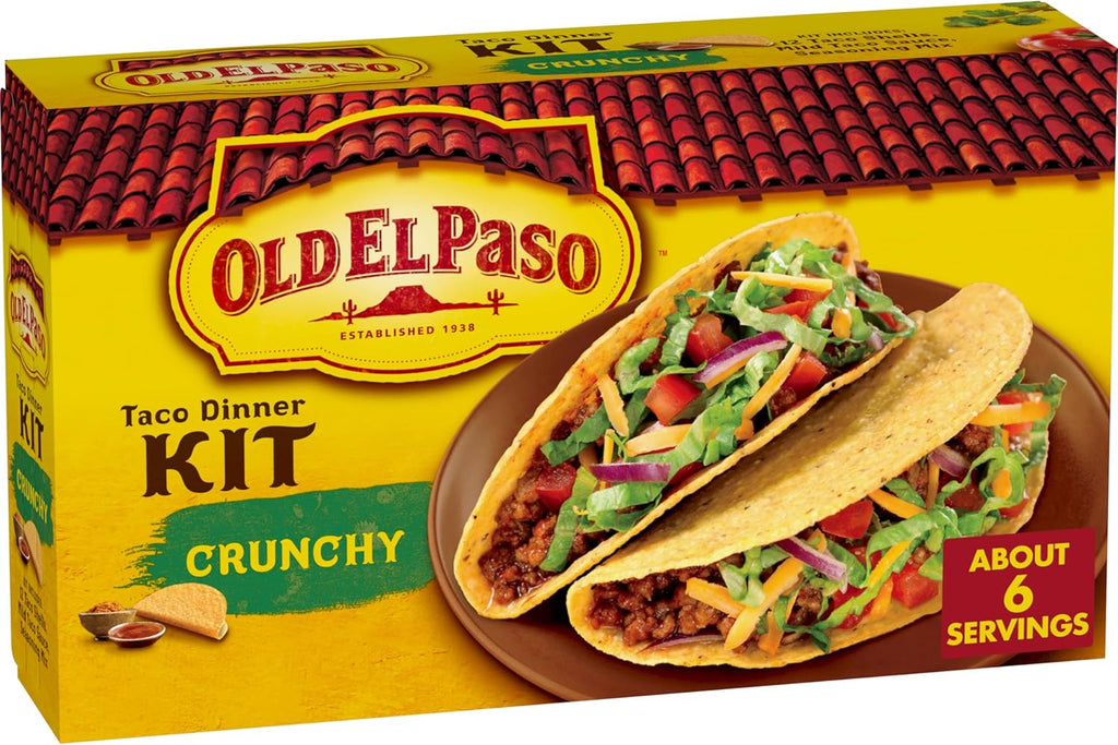 Old El Paso Crunchy Taco Dinner Kit with Taco Shells, Mild Taco Sauce, and Seasoning Mix, Easy Meal Prep, 12 Ct, 8.8 oz