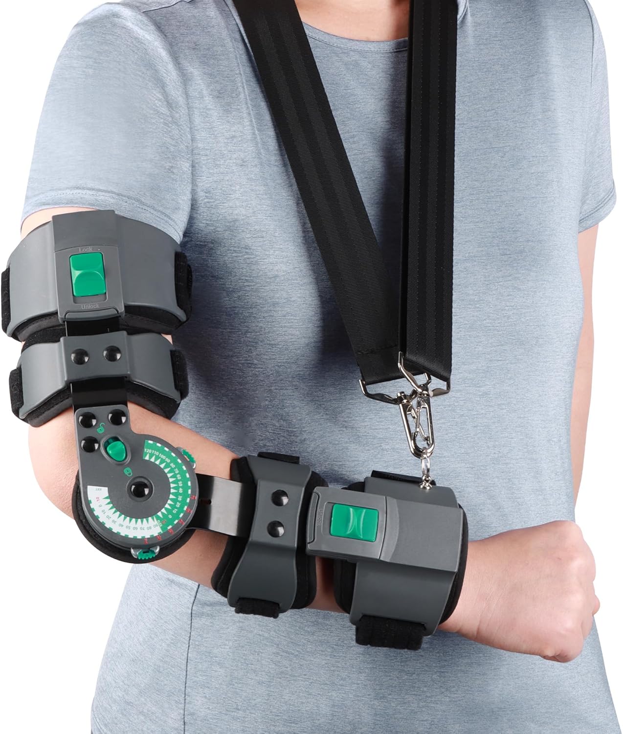 Adjustable Hinged Elbow Brace ROM Arm Braces Post OP Stabilizer Support After Surgery, Injury Recovery Ligament and Tendon Repairs and Dislocation splint with Sling Pain Relief (Right)