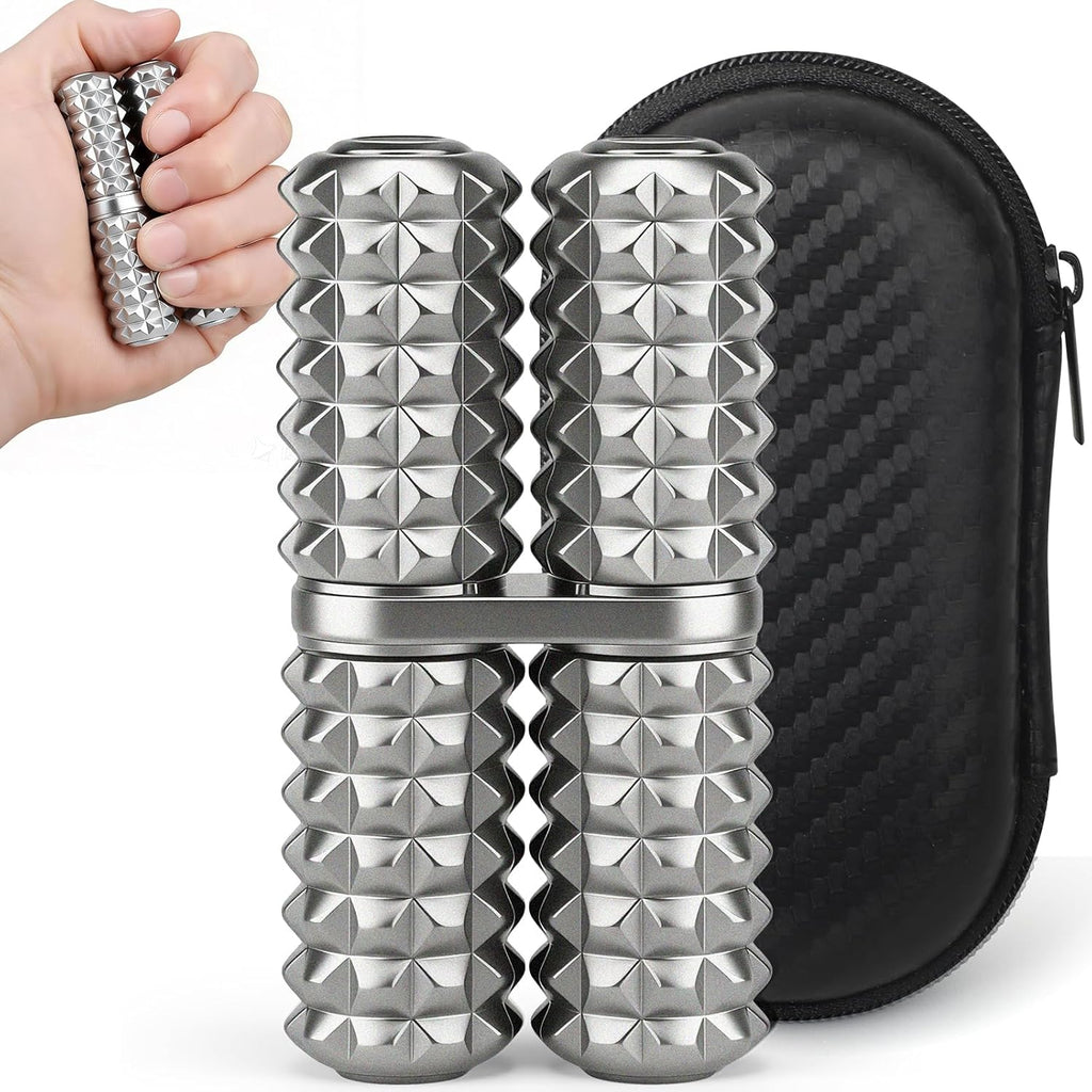 Handheld Fidget Toy, Metal Hand Roller Thumb-Press Massage Style Pain for Adult Relieve Stress Anxiety Tension, Office Travel Classroom, Novelty Gifts for Friends, 15+ - Sliver
