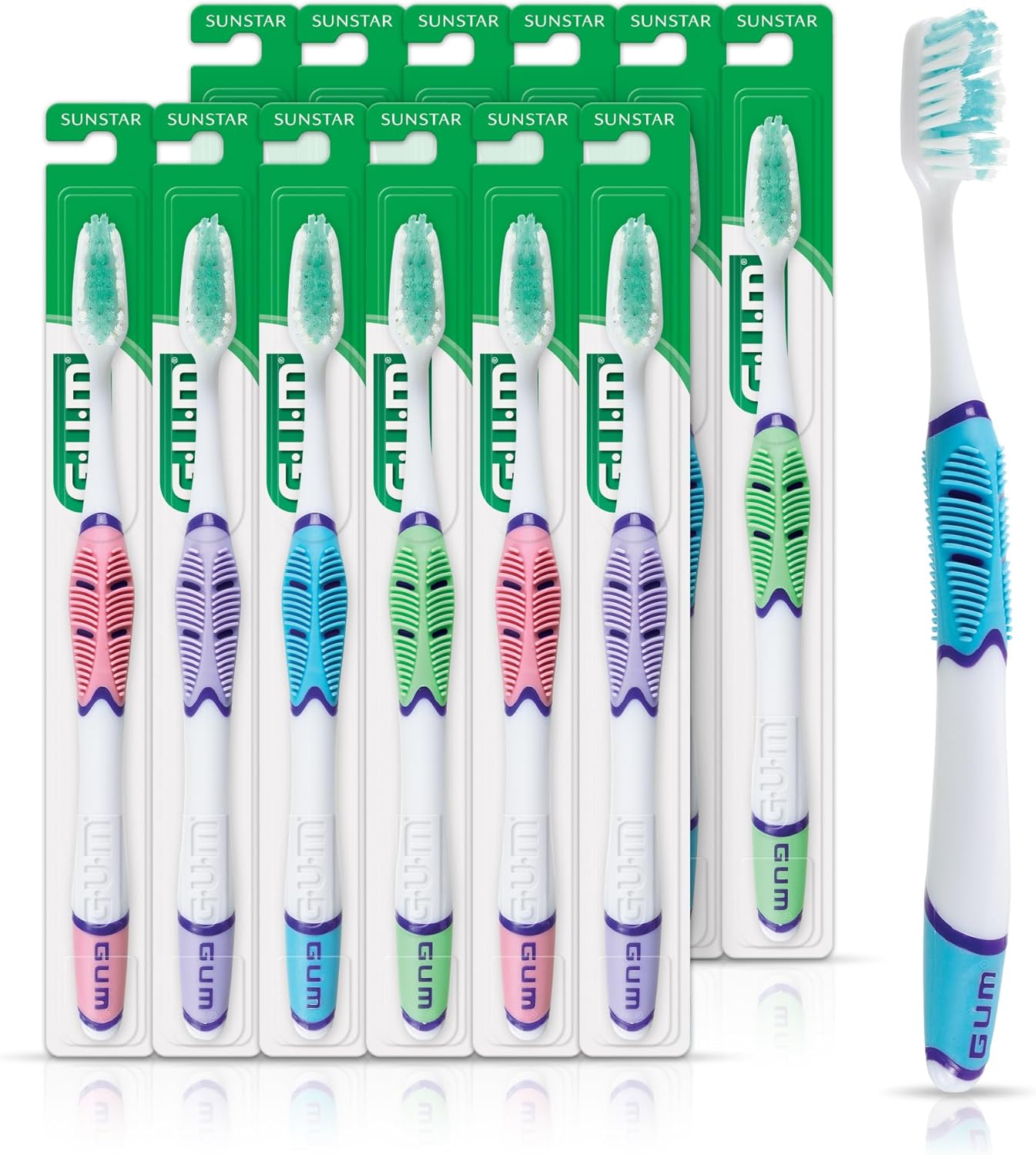 GUM Technique Sensitive Care Toothbrush, 516PG, Full Head, Utra-Soft Bristles, Professional Sample, 1 Count (Pack of 12)
