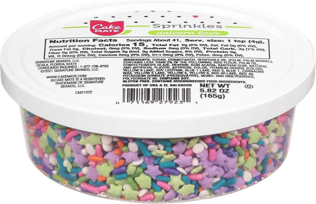 Cake Mate Unicorn Dessert Sprinkles - Unicorn Mix of Sprinkles/Jimmes, Perfect for baked goods, cookies, ice cream, cake, brownies 5.82oz