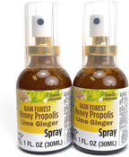 Brazilian Green Bee Propolis and Rain Forest Honey Throat Spray, Lime Ginger, 2 Bottle Pack