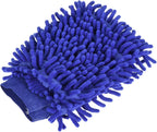 MECCANIXITY Microfiber Soft Chenille Wash Mitten Double Sided Dusting Glove for House Cleaning, Dark Blue