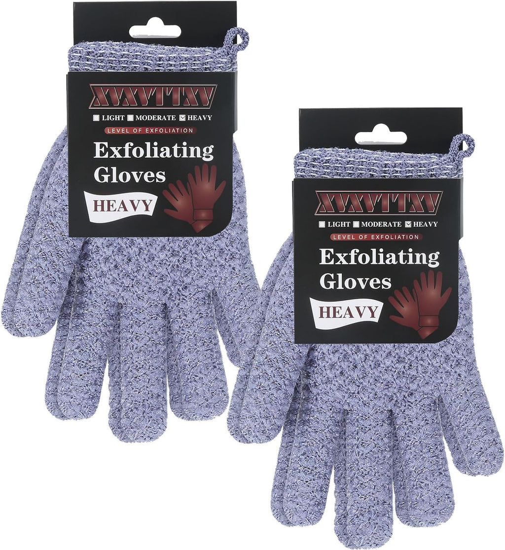 Exfoliating Dual Texture Bath Gloves for Shower Spa Massage and Body Scrubs, Dead Skin Cell Remover, body scrubber with Hanging Loop