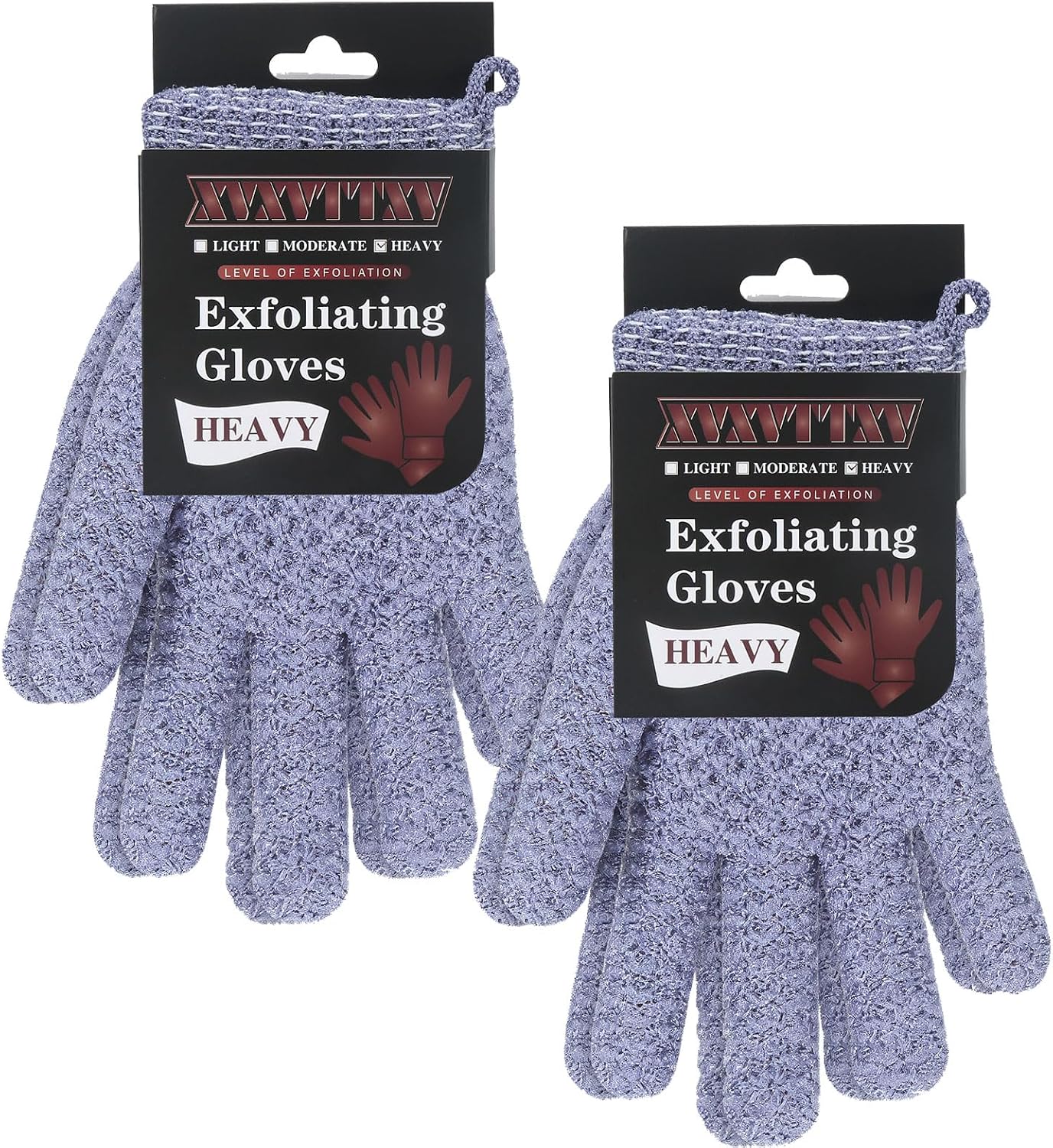 Exfoliating Dual Texture Bath Gloves for Shower Spa Massage and Body Scrubs, Dead Skin Cell Remover, body scrubber with Hanging Loop