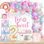 Two Sweet Birthday Party Supplies Decorations, Two Sweet Donut Ice Cream Birthday Party Decorations, Ice Cream Donut Theme Second Bday Party Decor, Baby Girl 2nd Bday Decoration