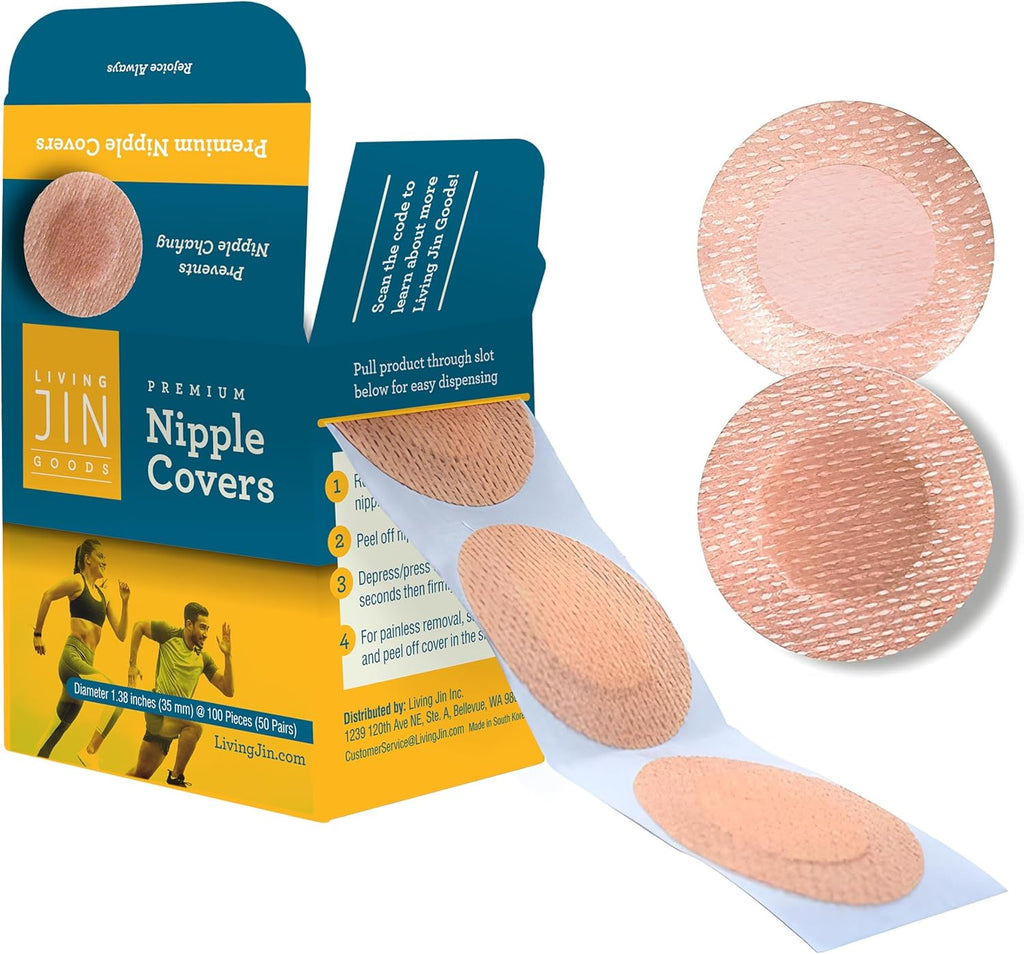 Premium 100 Pcs. (50 pairs) Ultra-Comfort Nipple Cover Stickers for Men | Nipple Protectors for Running | Male Nipple Covers to Prevent Chafing | Disposable Nipple Covers | Nipple Concealment