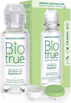 Biotrue Contact Solution, Multi-Purpose Solution with Lens Case, Cleans, Conditions, Hydrates, Disinfects, Removes Protein, Dirt & Debris, Contact Lens Cleaner & Storage, 2 Fl Oz (Pack of 1)