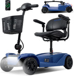 WayCare 15-25 Miles Long Range Mobility Scooter, Wheelchair Device, Powered Mobility Scooters for Seniors, Adults, Compact Duty Mobile for Travel with LED Headlight and Detachable Basket (Blue)