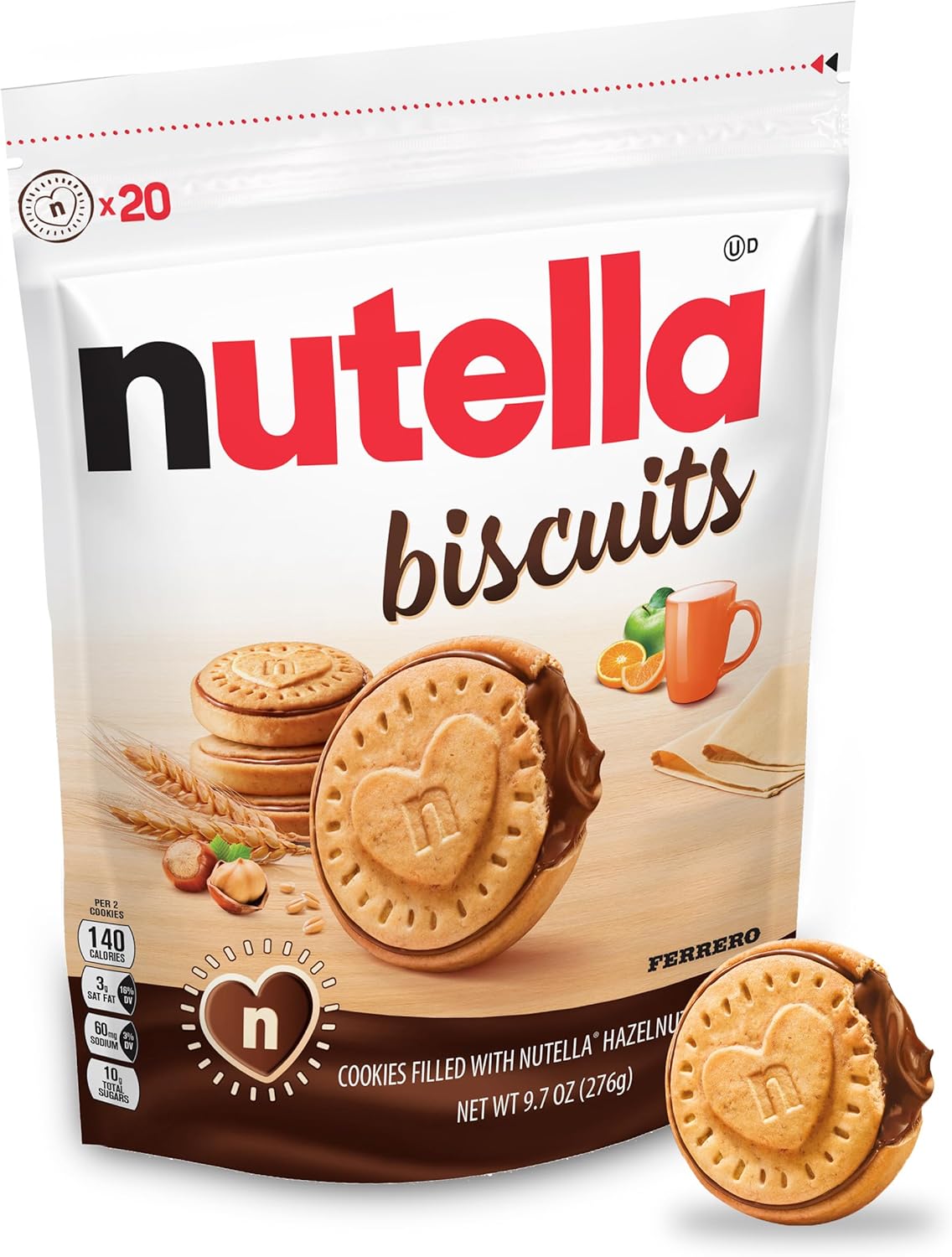 Nutella Biscuits Cookies Filled with Nutella Hazelnut Spread, Sweet Snack Pack, 9.7 oz