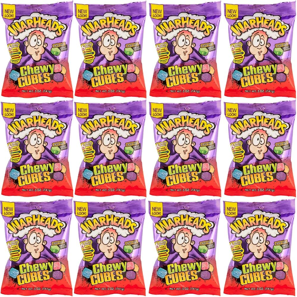 Warheads Chewy Cubes Mildly Sour Wildly Sweet Bag, 5 Ounce Bags - 12 Bags