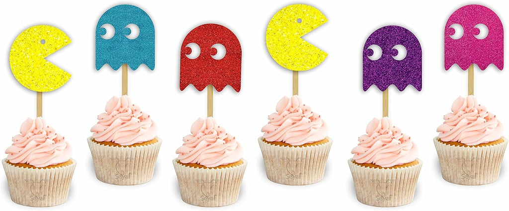 Pacmn Ghost Cupcake Toppers – Party Decorations, Gamer Birthday Supplies, Cake Picks, 80s Video Game Theme, DIY Printable or Precut Option