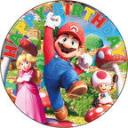 7.5 Inch Classic Video Game Brother Cake Topper – Round Edible Birthday Cake Decorations, Happy Birthday Cake