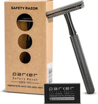 Parker 78R Double Edge Safety Razor with 5 Safety Razor Blades, Women & Men’s Safety Shaving, Reusable, Plastic-Free – Graphite