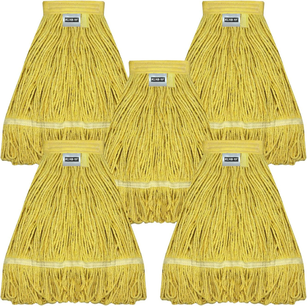 21 Oz Yellow Cotton Mop Head Replacement Heavy Duty Industrial Commercial Mop Head Washable Industrial mop Heads Heavy Duty for Commercial & Home Cleaning