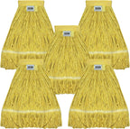 21 Oz Yellow Cotton Mop Head Replacement Heavy Duty Industrial Commercial Mop Head Washable Industrial mop Heads Heavy Duty for Commercial & Home Cleaning