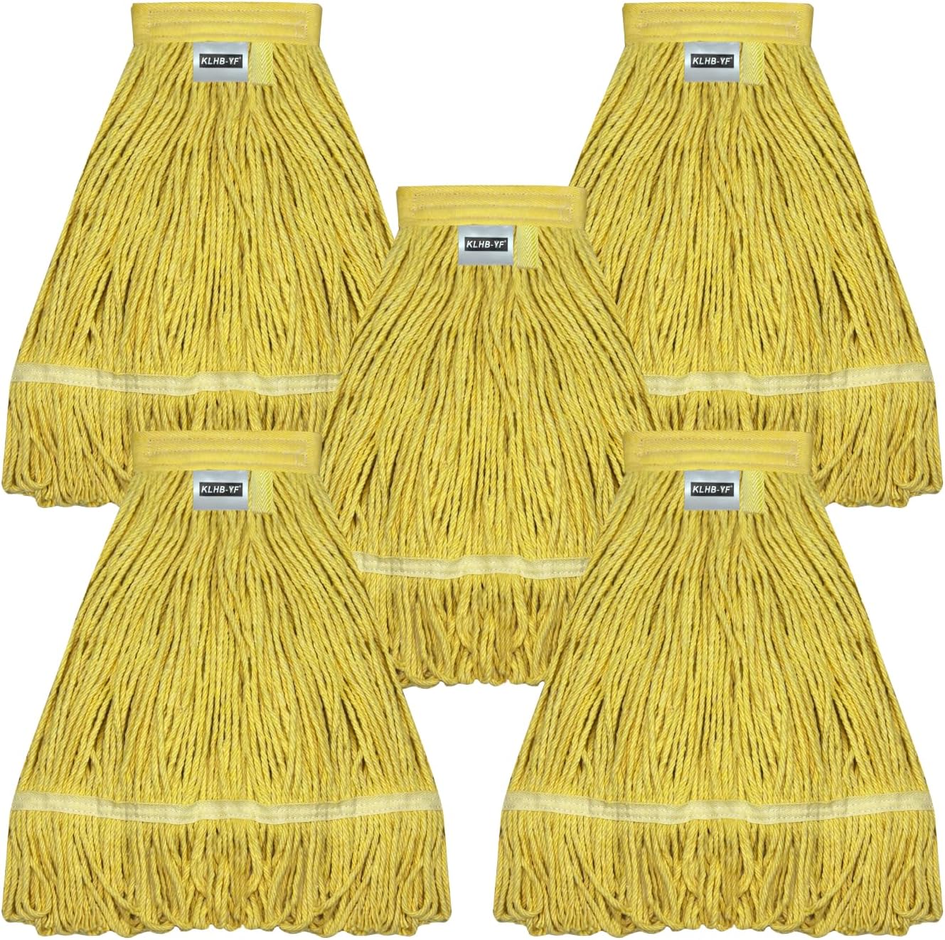 21 Oz Yellow Cotton Mop Head Replacement Heavy Duty Industrial Commercial Mop Head Washable Industrial mop Heads Heavy Duty for Commercial & Home Cleaning