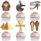 18-PCS Egyptian Cupcake Toppers Set Kids Mummies and Sphinx Themed Happy Birthday, Suitable for Egyptian theme party, baby shower party, boys and girls birthday party tutankhamen decorations. LIANGSS