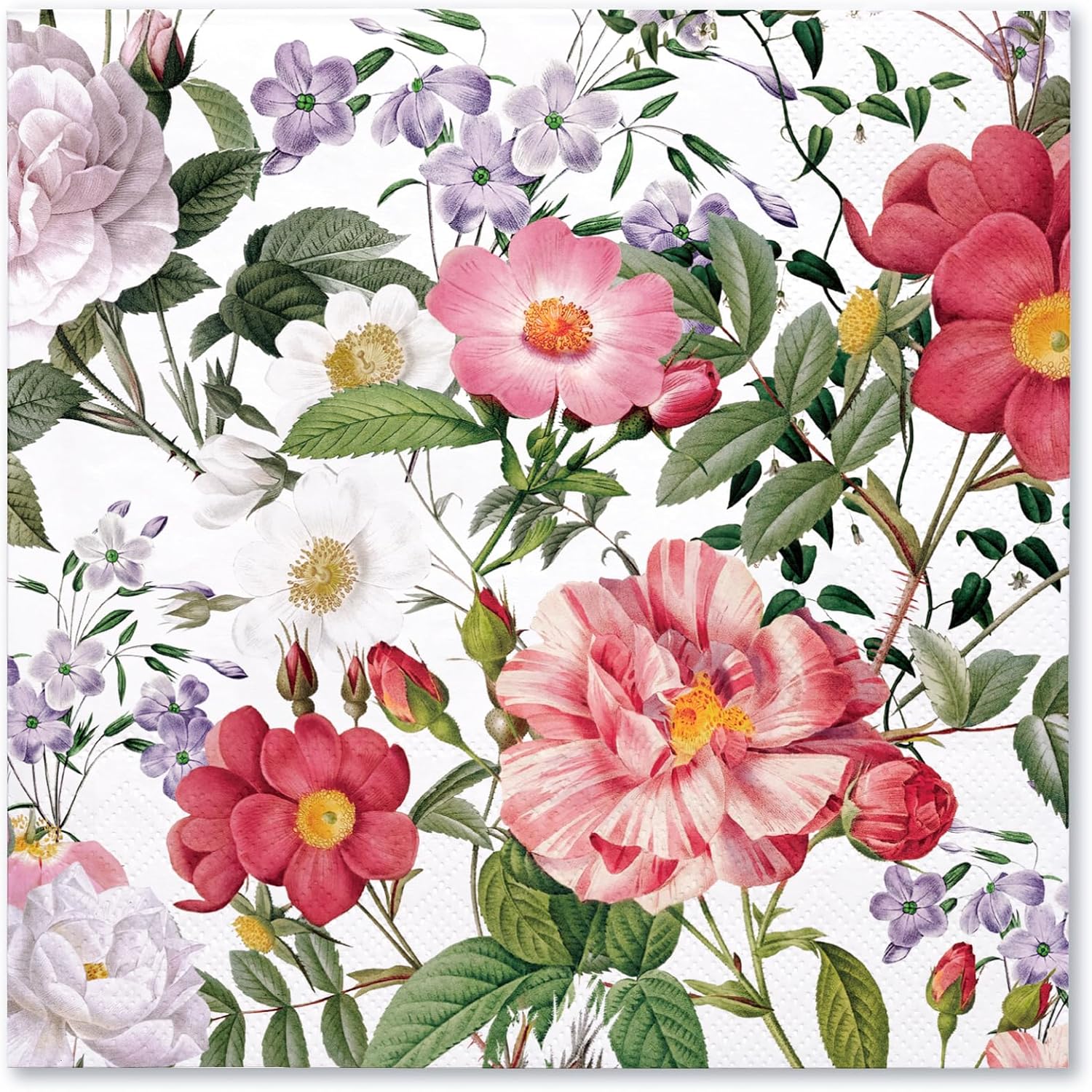 WRAPAHOLIC 50Pcs Floral Cocktail Napkins - 3 Ply Disposable Flower Garden Blossom Paper Napkin for Wedding Bridal Shower Baby Shower Tea Party Birthday - 5 x 5 In