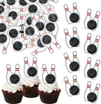 48 Pack Edible Bowling Cupcake Toppers & Picks - Sport Themed Birthday Party & Baby Shower Cake Decorations