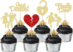 Gyufise 24Pcs Divorce Cupcake Toppers Glitter Finally Done Just Divorced Cupcake Picks for Break Up Theme Bye Freedom Bachelor Divorce Party Cake Decorations Supplies Gold