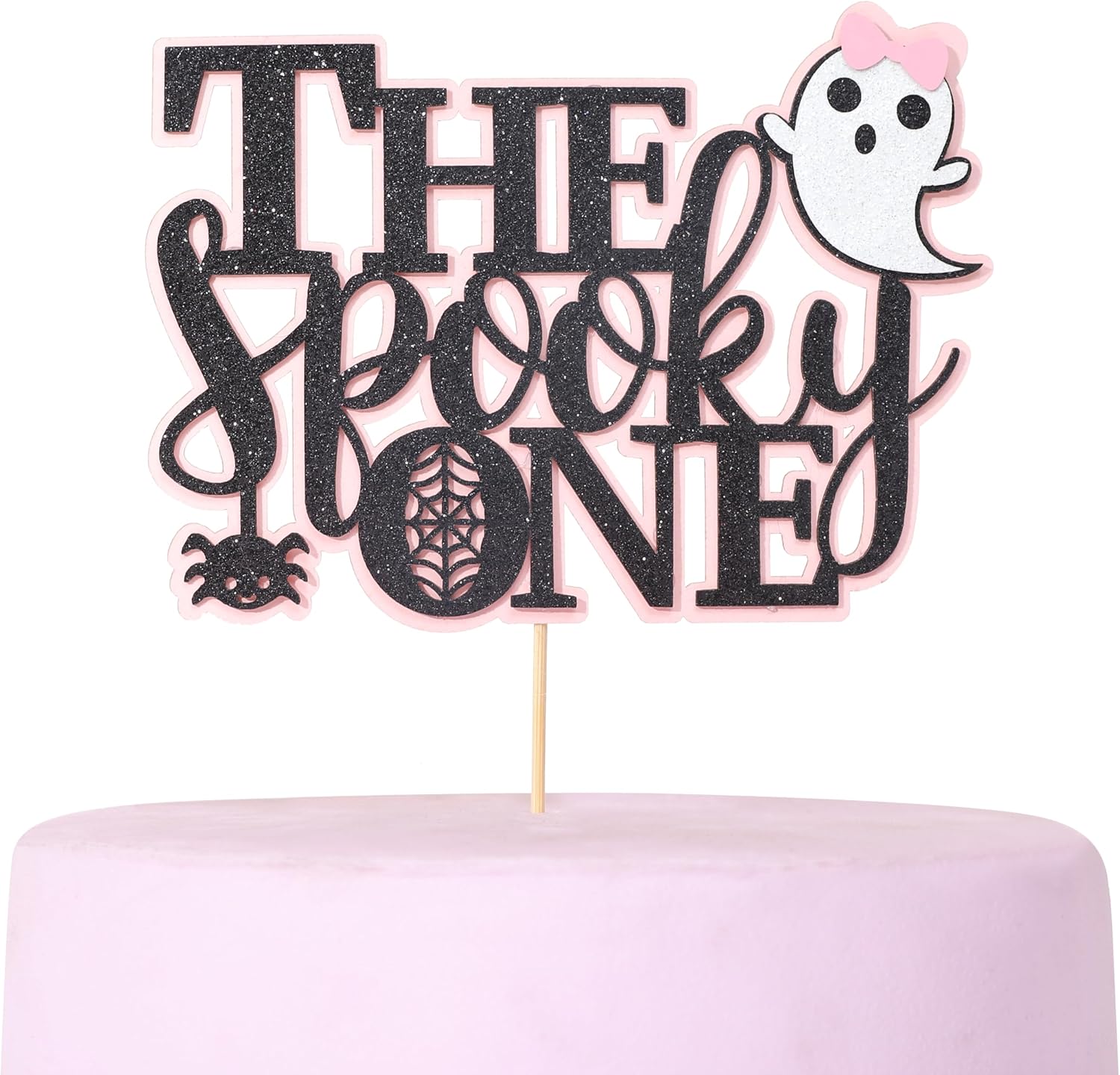 Black Glitter The Spooky One Cake Topper - The Spooky One Birthday Decorations,Halloween 1st Birthday Cake Topper,Halloween Birthday 1st Birthday Girl,Ghost Cake Topper